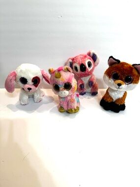 4 Ty Beanie Boos Dog, Fox, Koala, Unicorn Stuffy Plushie Toys